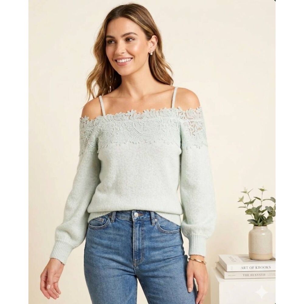 Snidel new york womens large mint green sweater spring summer nylon blend